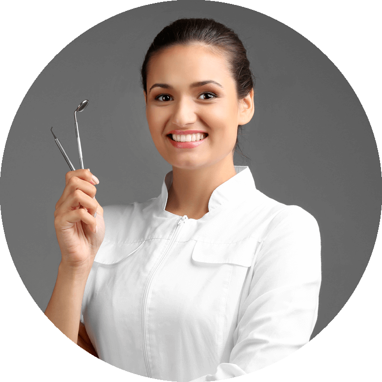 dentist holding dental tools